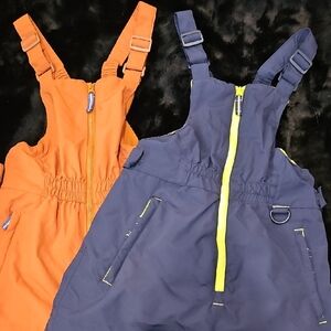 EUC Amazon Essentials Navy Blue and Orange Snow Bib Overalls - Sz XL (12)